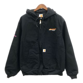 カーハート(carhartt)の90年代 USA製 Carhartt カーハート アクティブパーカージャケット 企業ロゴ パーカー ブラック (メンズ XL) 中古 古着 Q1834(パーカー)