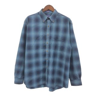 ペンドルトン(PENDLETON)の90年代 PENDLETON ペンドルトン ボタンダウン 長袖シャツ アメカジ オンブレチェック ブルー (メンズ XL) 中古 古着 Q1847(シャツ)