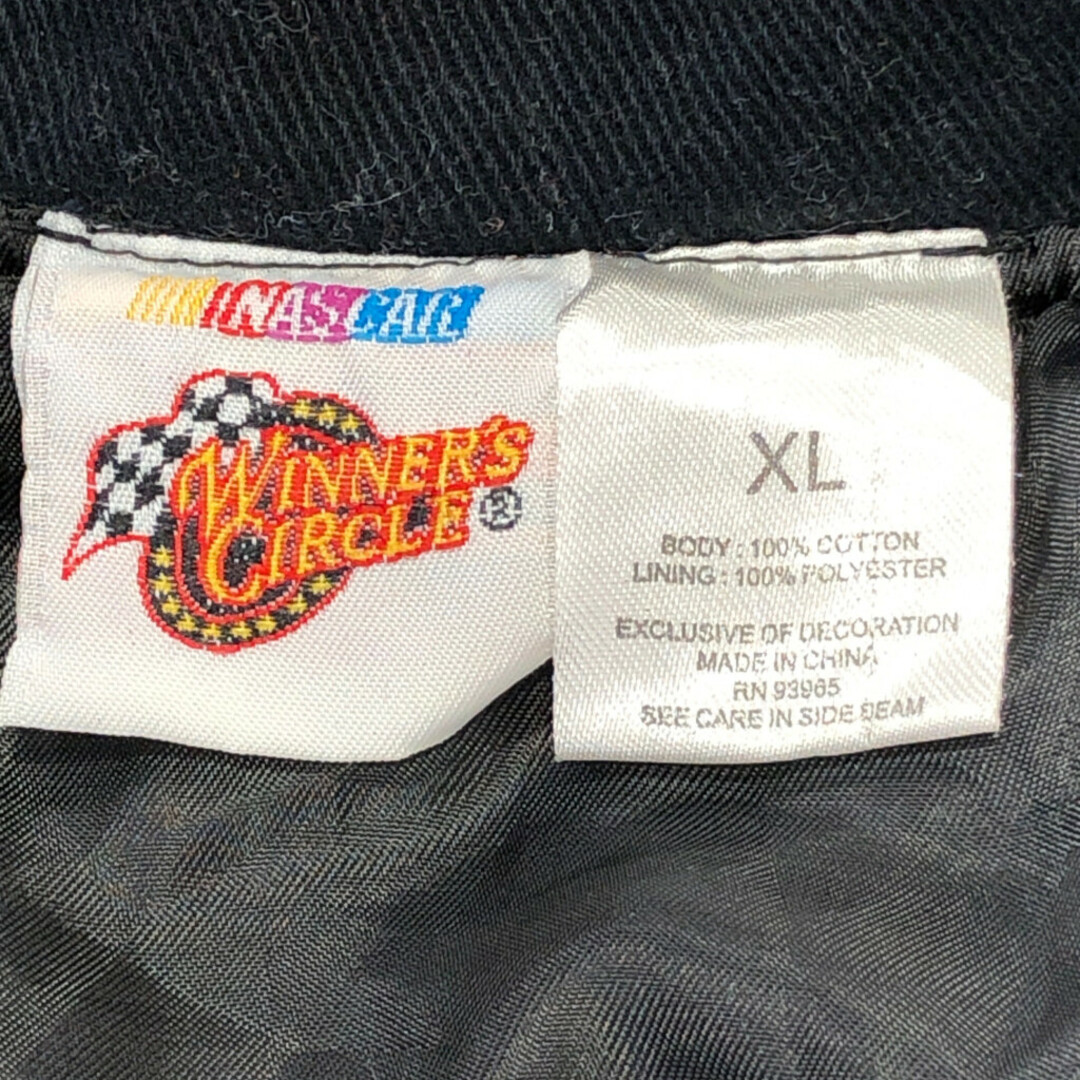 WINNER'S CIRCLE NASCAR コットン レーシングジャケット 企業ロゴ ブラック (メンズ XL) 中古 古着 Q1854 メンズのジャケット/アウター(その他)の商品写真