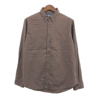 RALPH LAUREN ラルフローレン ボタンダウン 長袖シャツ ワンポイントロゴ チェック マルチカラー (メンズ XL) 中古 古着 Q1859(シャツ)