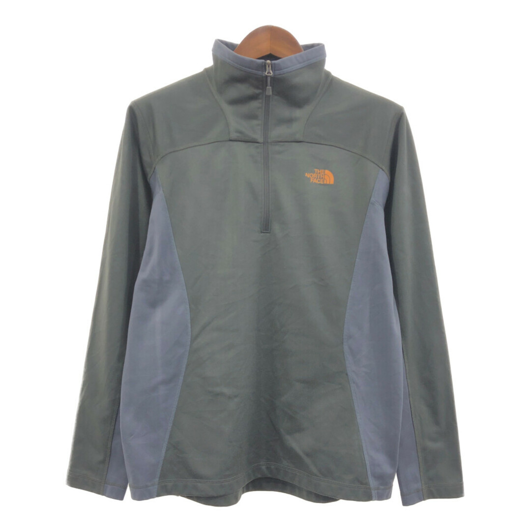 THE NORTH FACE(ザノースフェイス)のTHE NORTH FACE ノースフェイス ハーフジップ ソフトシェルジャケット アウトドア グレー (メンズ M) 中古 古着 Q1893 メンズのジャケット/アウター(その他)の商品写真