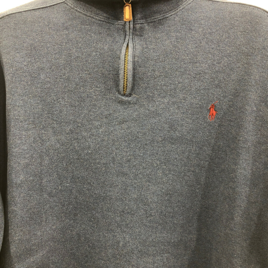 POLO RALPH LAUREN(ポロラルフローレン)のPolo by Ralph Lauren ポロ ラルフローレン ハーフジップ ドライバーズニット セーター ワンポイントロゴ (メンズ XL) 中古 古着 Q1894 メンズのトップス(スウェット)の商品写真