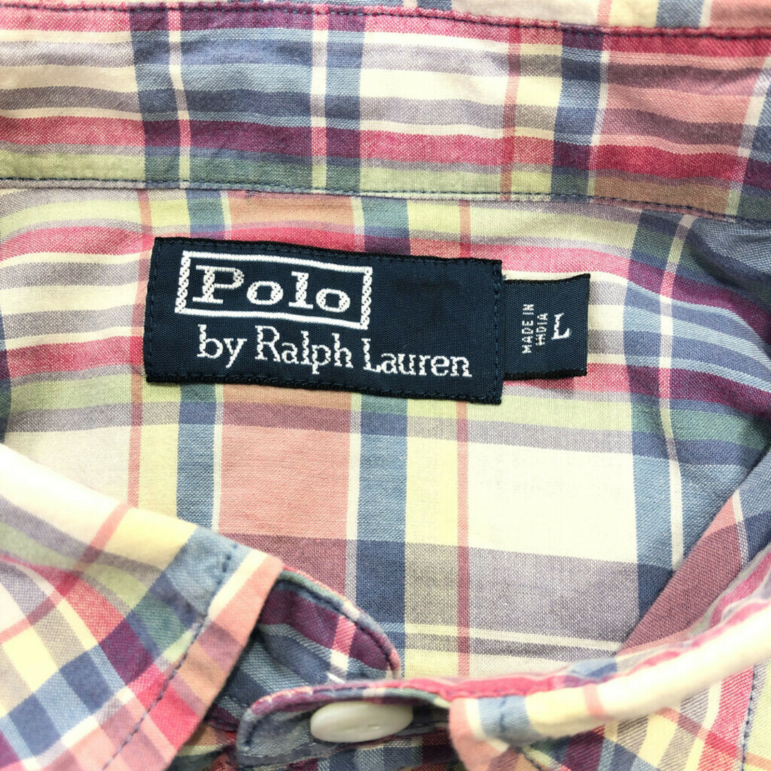 POLO RALPH LAUREN(ポロラルフローレン)のPolo by Ralph Lauren ポロ ラルフローレン フラップポケット 長袖シャツ チェック マルチカラー (メンズ L) 中古 古着 Q1951 メンズのトップス(シャツ)の商品写真