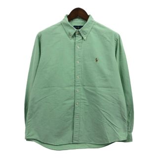 RALPH LAUREN ラルフローレン ボタンダウン 長袖シャツ ワンポイントロゴ グリーン (メンズ XL) 中古 古着 Q1968(シャツ)