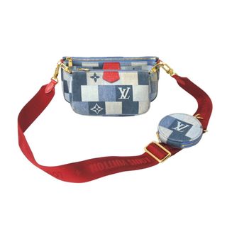 ルイヴィトン(LOUIS VUITTON)のLOUIS VUITTON ルイヴィトン ミュルティポシェットアクセソワール ショルダーバッグ M44990 デニム 美品 中古 61649(ショルダーバッグ)