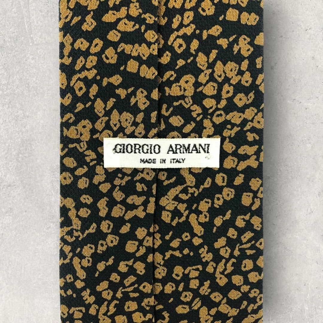 【5973】美品！ジョルジオアルマーニ　ネクタイ　ネイビーブラック系×イエロー系 メンズのファッション小物(ネクタイ)の商品写真