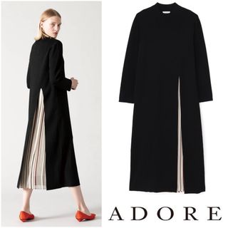 アドーア(ADORE)の【美品】アドーア⭐️定価64900円 ADORE レイヤード ニットワンピース(ロングワンピース/マキシワンピース)