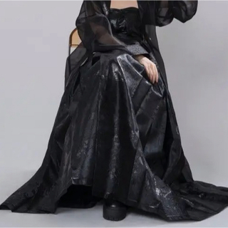 フリフ(ふりふ)の麒麟蝙蝠　黒色ロングスカート　黒織黒　織錦西陣織　中国伝統衣装　明製漢服　成人式(ロングスカート)