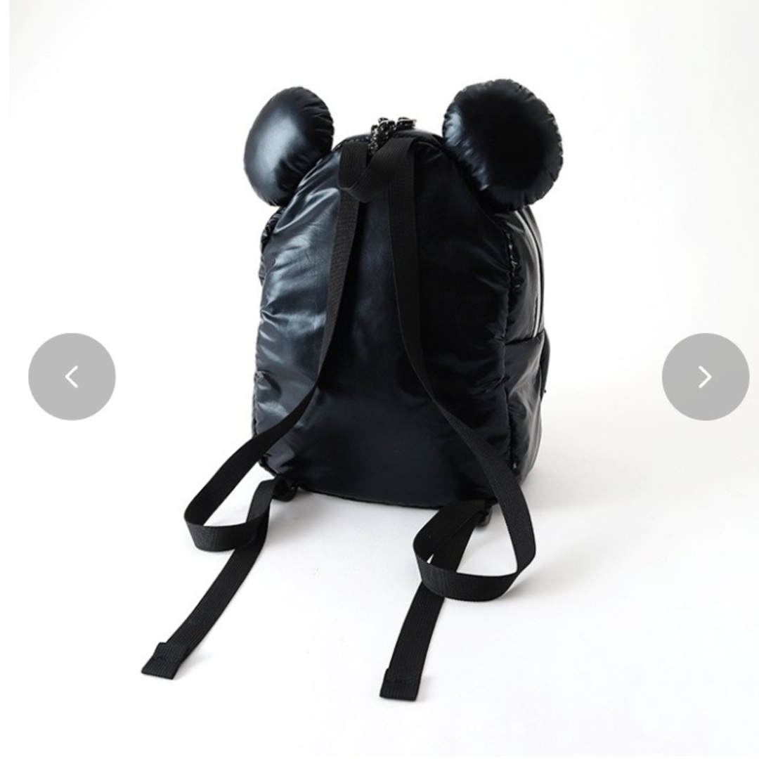 しまむら(シマムラ)のディズニー100 リュック しまむら ブラック 黒  光沢 ミッキー コラボ レディースのバッグ(リュック/バックパック)の商品写真