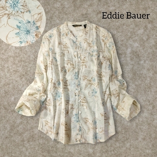 Eddie Bauer - エディーバウアー ✿ 花柄 ブラウス シャツ S 春夏 バンドカラー 薄手 総柄
