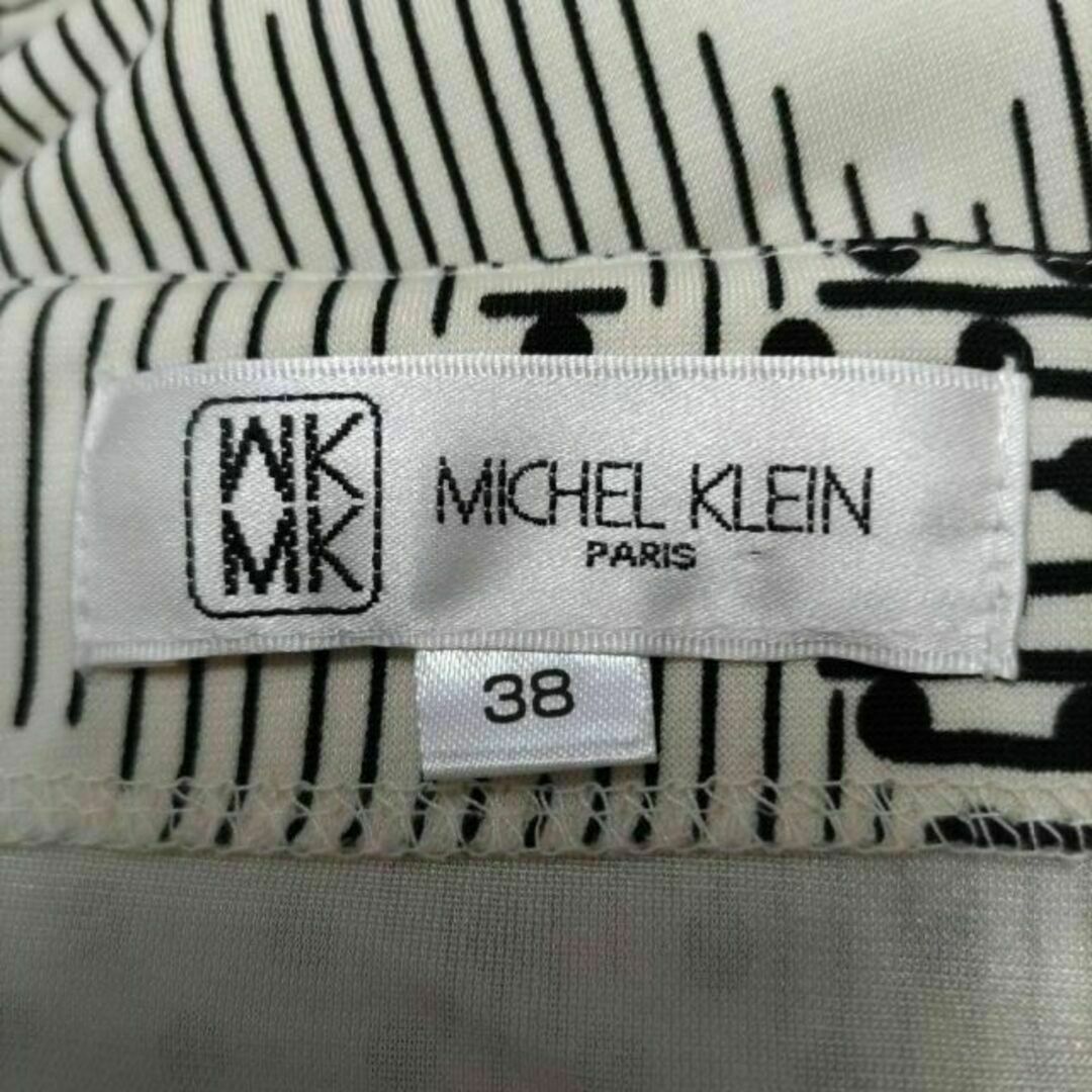 MICHEL KLEIN(ミッシェルクラン)のミッシェルクラン パリス 総柄 アシンメトリー 半袖ワンピース アイボリー 38 レディースのワンピース(ひざ丈ワンピース)の商品写真