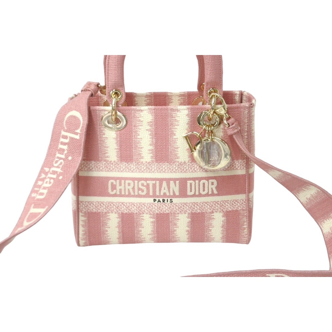 Christian Dior(クリスチャンディオール)の極美品 Christian Dior クリスチャンディオール レディディオール 2WAYハンドバッグ ストライプ 刺繍 シグネチャー 中古 61575 レディースのバッグ(ハンドバッグ)の商品写真