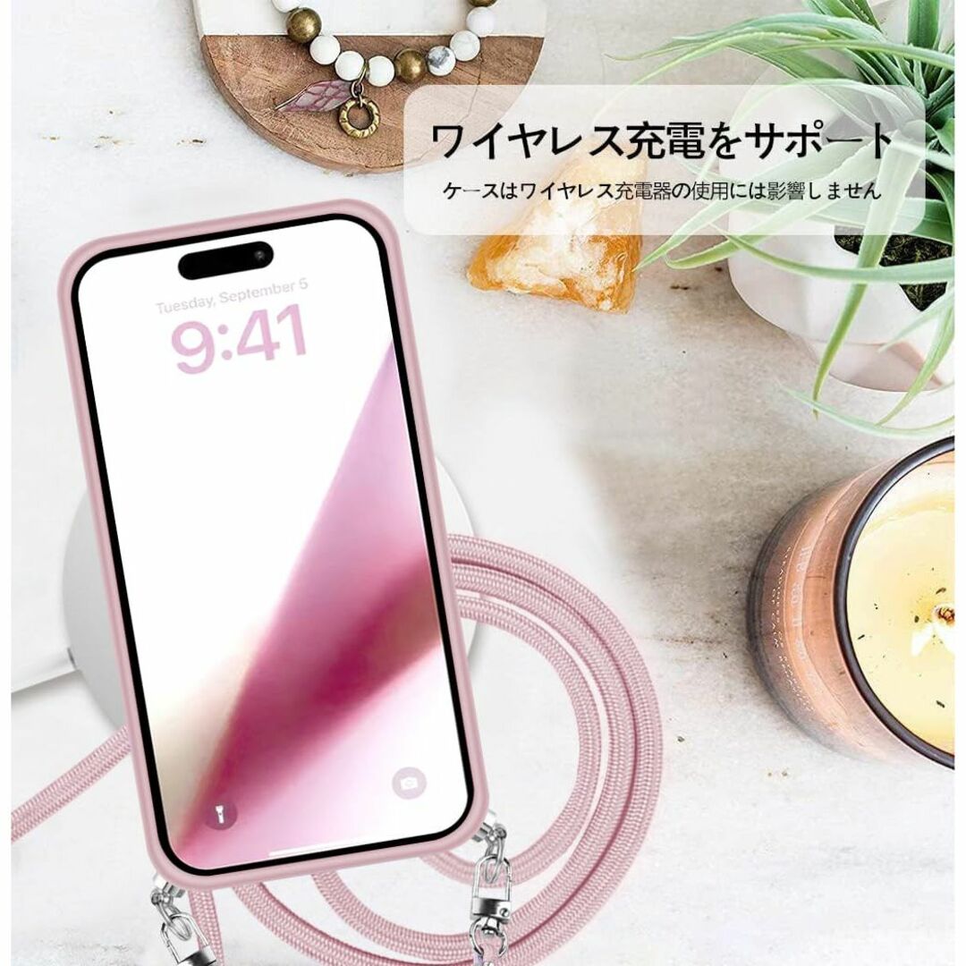 【色: ライトピンク】iPhone 15 Plus 用 ケース クリア ショルダ スマホ/家電/カメラのスマホアクセサリー(その他)の商品写真