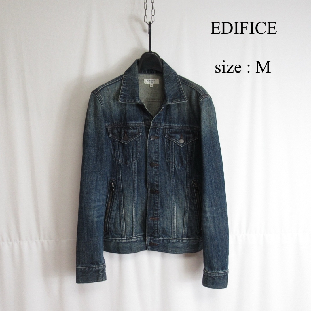 EDIFICE(エディフィス)のEDIFICE ヴィンテージ 加工 デニム トラッカー ジャケット ブルゾン M メンズのジャケット/アウター(Gジャン/デニムジャケット)の商品写真