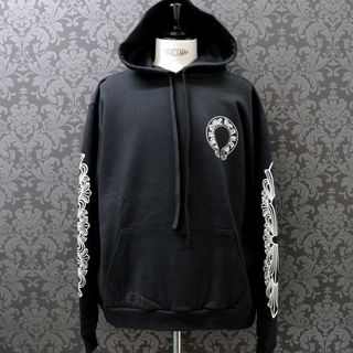 クロムハーツ(Chrome Hearts)のクロムハーツ【CHROMEHEARTS】袖フローラルクロスプリントパーカー/ホースシュープリント/プルオーバーパーカー/グロメット/Lサイズ【中古】121476(パーカー)