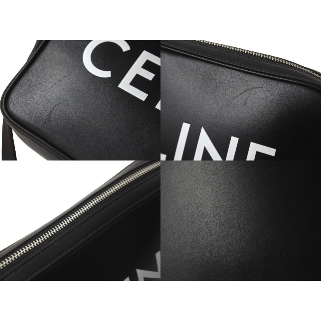 celine(セリーヌ)のCELINE セリーヌ レザーショルダーバッグ F-C-3213 ロゴ メンズバッグ ブラック シルバー金具 美品 中古 61493 メンズのバッグ(ショルダーバッグ)の商品写真