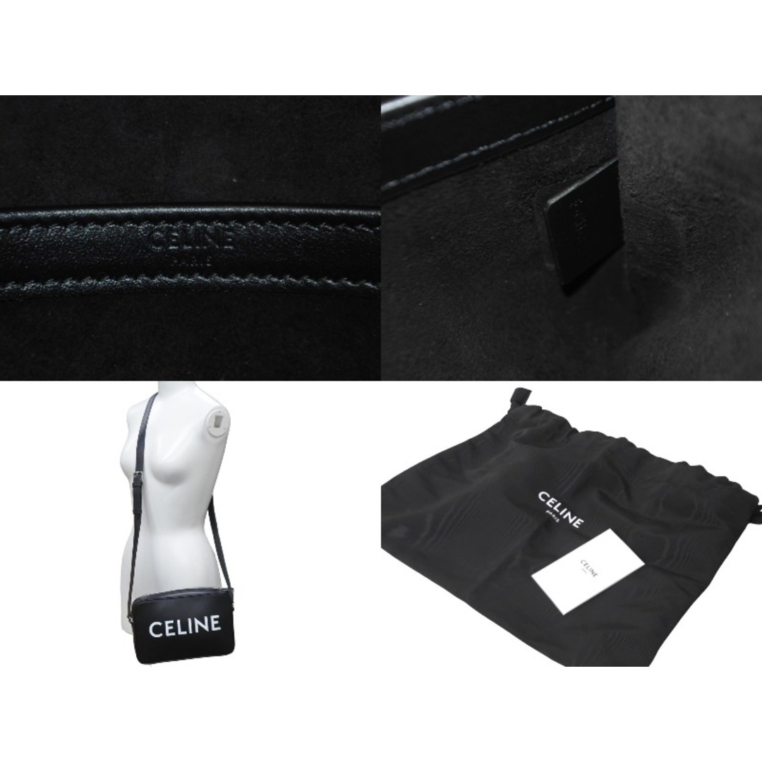 celine(セリーヌ)のCELINE セリーヌ レザーショルダーバッグ F-C-3213 ロゴ メンズバッグ ブラック シルバー金具 美品 中古 61493 メンズのバッグ(ショルダーバッグ)の商品写真