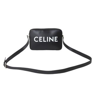 celine - CELINE セリーヌ レザーショルダーバッグ F-C-3213 ロゴ メンズバッグ ブラック シルバー金具 美品 中古 61493