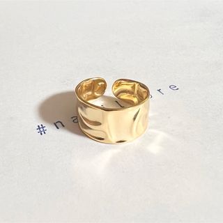シルバー925 金 凸凹 クレーター ワイド 指輪 韓国 ゴールドリング①(リング(指輪))