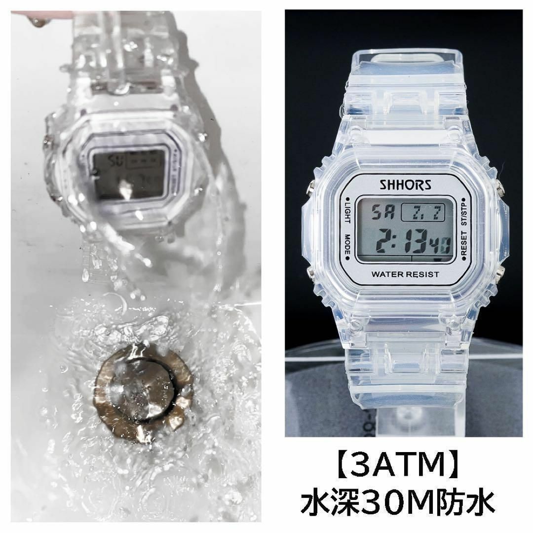 高級 デジタル腕時計 スケルトン 透明 クリア 透明ウォッチ［ゴールド］ レディースのファッション小物(腕時計)の商品写真