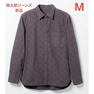 モモタロウジーンズ(MOMOTARO JEANS)の新品 桃太郎ジーンズ オリジナル 家紋 ジャガード シャツ 長袖 M グレー系(シャツ)