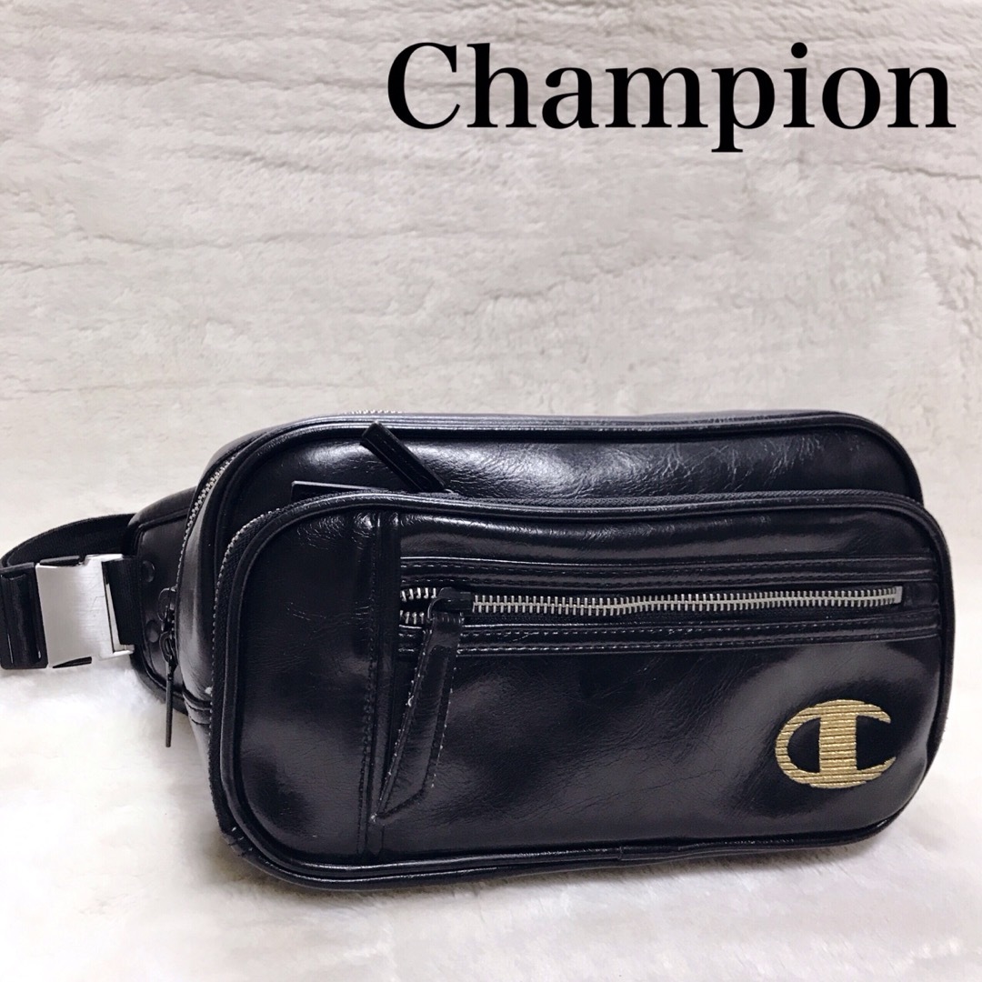 Champion(チャンピオン)の希少 美品 Champion オールレザー ボディバッグ ウエストバッグ ロゴ メンズのバッグ(ボディーバッグ)の商品写真