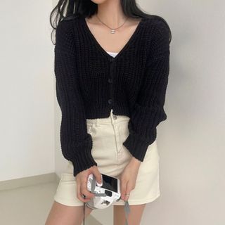 ザラ(ZARA)のVネック　クロップドカーディガン　beidelli(カーディガン)