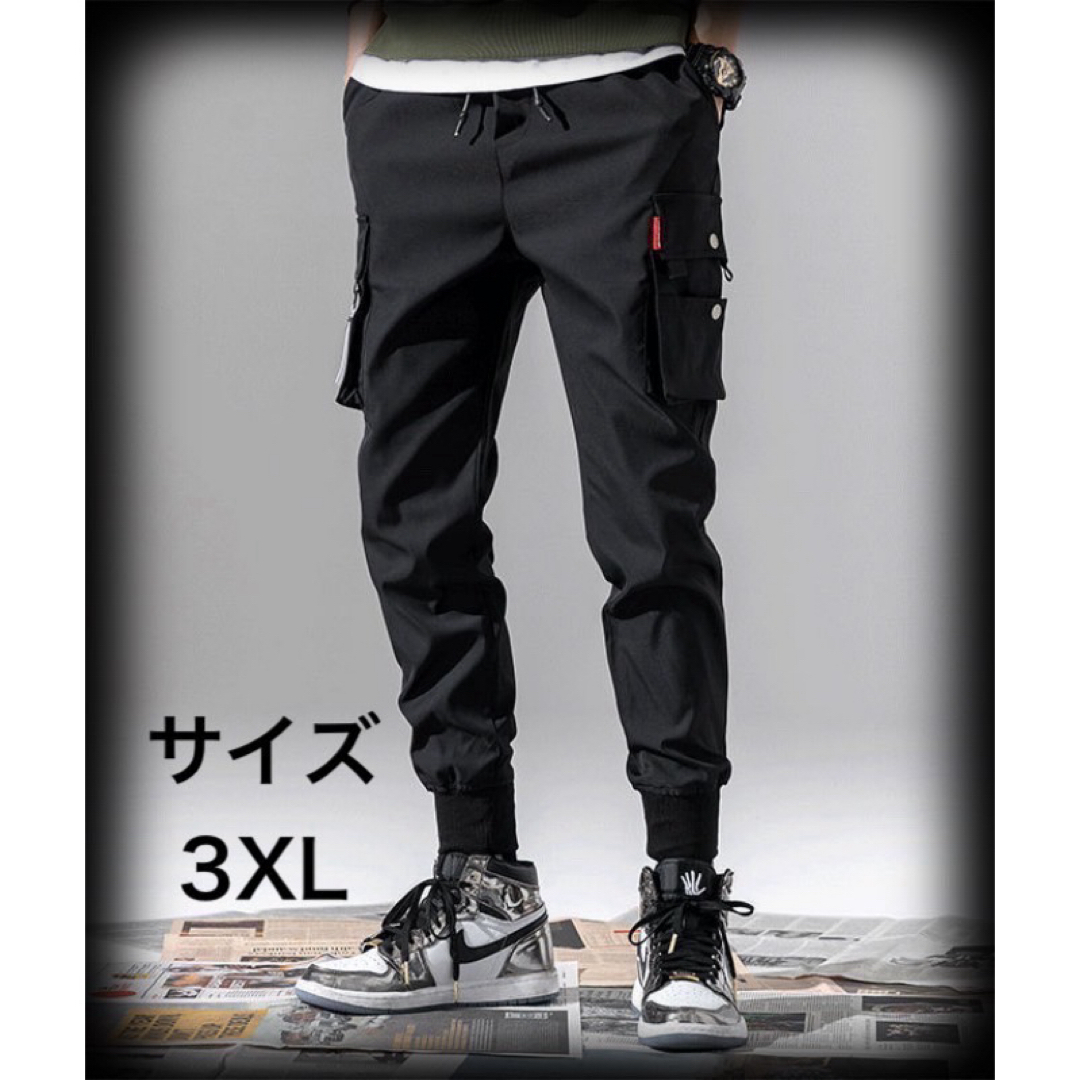 【新品・未使用】メンズ 3XL カーゴパンツ ワークパンツ ゆったり ブラック メンズのパンツ(ワークパンツ/カーゴパンツ)の商品写真
