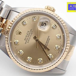 ロレックス(ROLEX)のROLEX ロレックス デイトジャスト36 Ref.16233G メンズウォッチ 10Pダイヤ SS YG シャンパンゴールド T番 仕上げ済み 中古A+  【送料無料】 B-2191【質屋出品】(腕時計(アナログ))