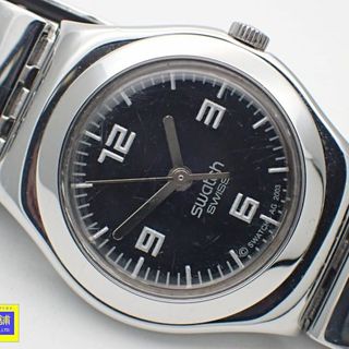 SWATCH IRONY スウォッチ レディースウォッチ SS クォーツ ブラックダイヤル 中古B 【送料無料】 B-2199【質屋出品】