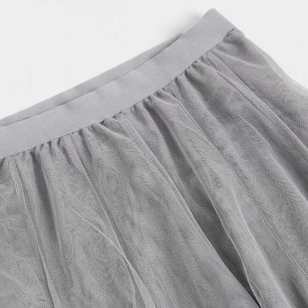 チュールスカート　ロング丈　ブラック　フリーサイズ　春　夏　スカート　上品 レディースのスカート(ロングスカート)の商品写真