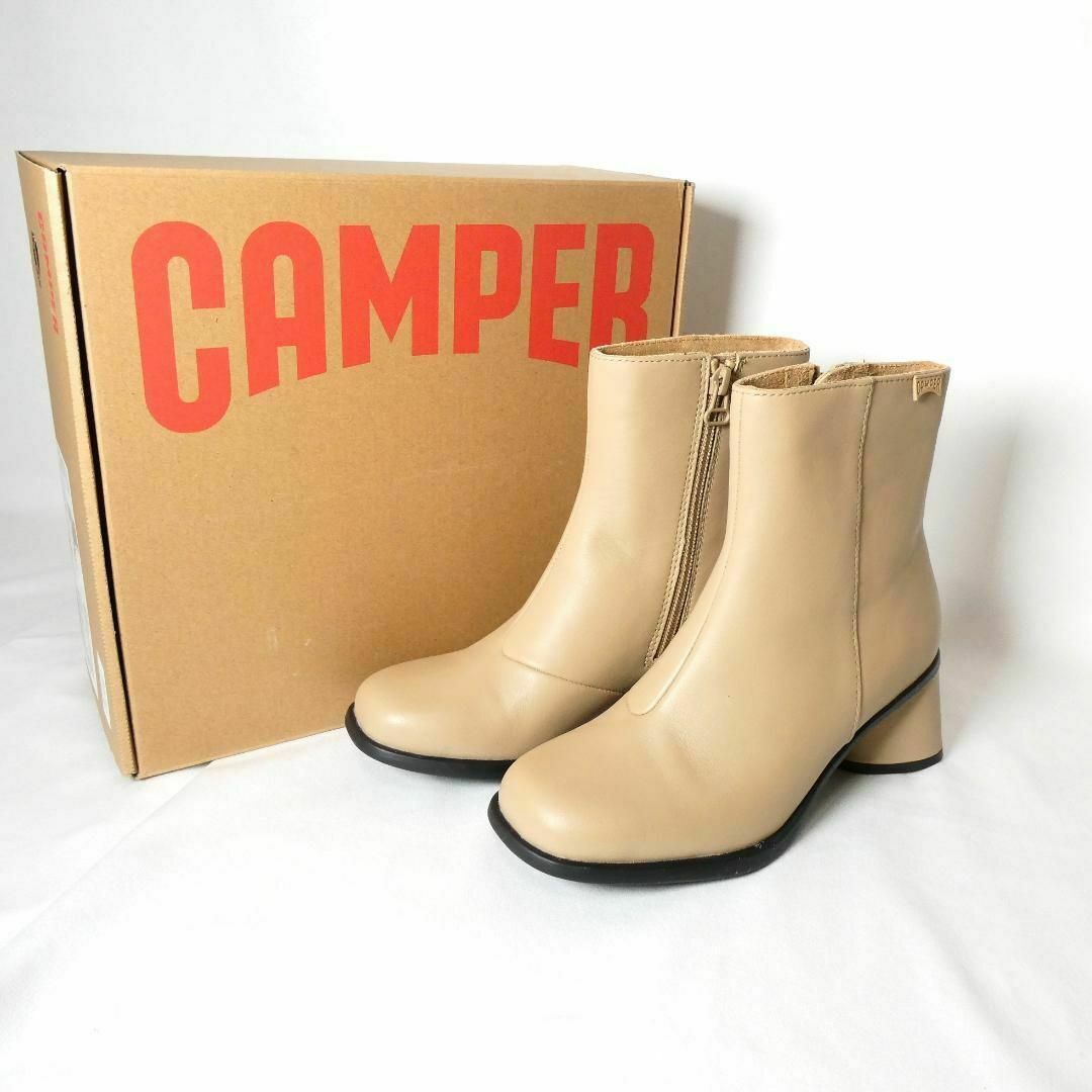 CAMPER(カンペール)の未使用 CAMPER レザー スクエアトゥ チャンキーヒール ショートブーツ レディースの靴/シューズ(ブーツ)の商品写真