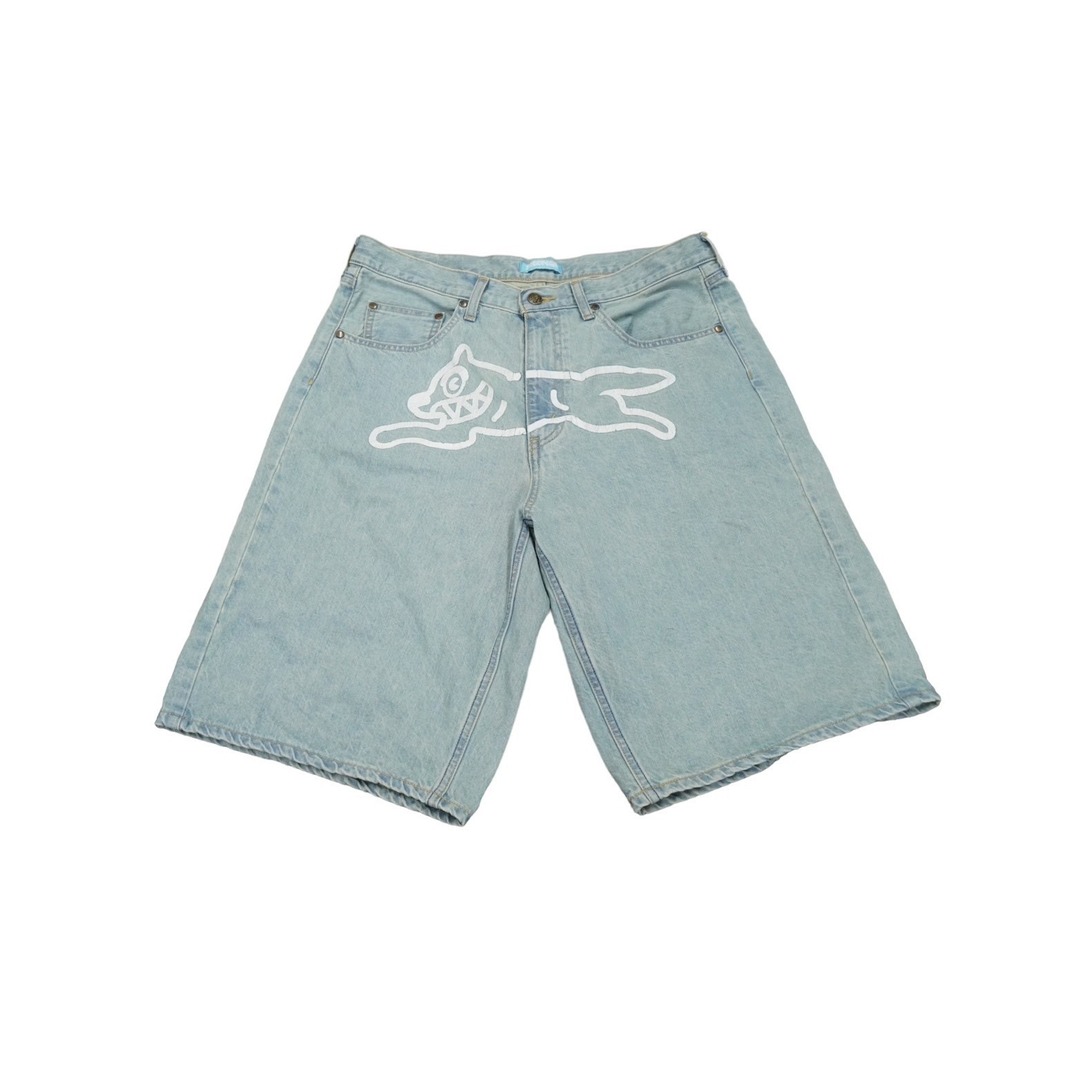 ICE CREAM(アイスクリーム)のICE CREAM アイスクリーム BAGGY DENIM SHORTS バギーデニムショーツ ICJP233P006 サイズL ブルー 美品 中古 61515 レディースのパンツ(ショートパンツ)の商品写真