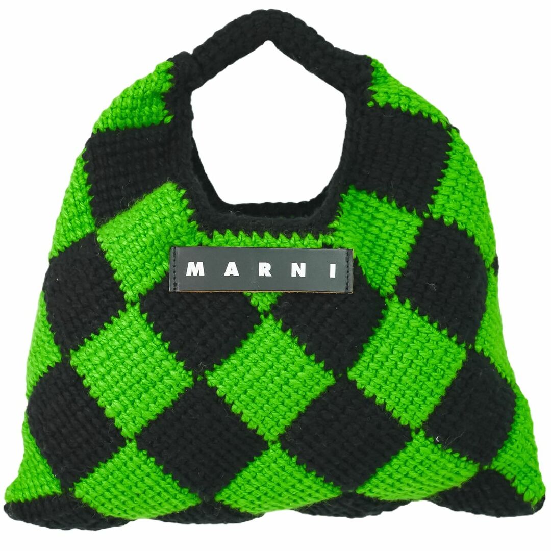 Marni(マルニ)の本物 マルニ MARNI ダイヤモンド ハンドバッグ アクリルニット グリーン ブラック Diamond バッグ 中古 レディースのバッグ(ハンドバッグ)の商品写真