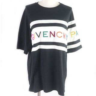 ジバンシィ(GIVENCHY)の美品□GIVENCHY ジバンシィ 20SS BW706V3Z1X コットン100％ レインボーロゴ エンブロイダリー カットソー 半袖Ｔシャツ ブラック S 正規品 レディース(Tシャツ(半袖/袖なし))