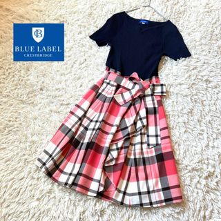 ブルーレーベルクレストブリッジ(BLUE LABEL CRESTBRIDGE)の美品✨ブルーレーベルクレストブリッジ✨ラッフルフリル ニットドッキングワンピース(ひざ丈ワンピース)