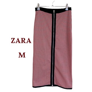 ザラ(ZARA)のZARA タイトスカート ファスナー ダブルジップ 赤黒白 Ｉライン  M ザラ(ロングスカート)