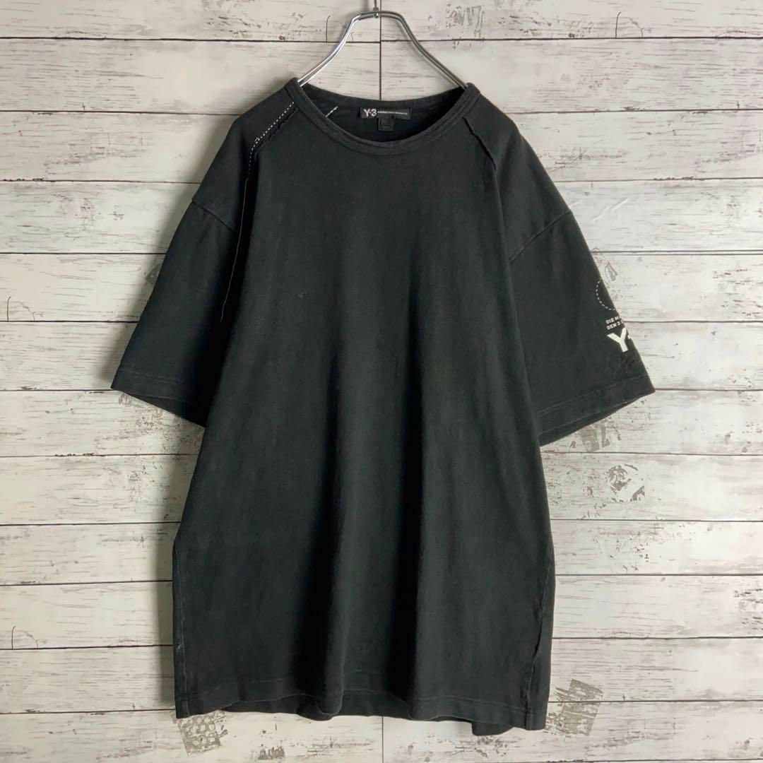 Y-3(ワイスリー)の9026【希少Lサイズ】Y-3☆アームロゴ超肉厚tシャツ定番カラー　美品 メンズのトップス(Tシャツ/カットソー(半袖/袖なし))の商品写真