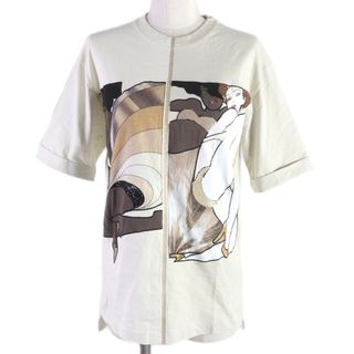 フェンディ(FENDI)の美品□FENDI フェンディ 2021年製 コットン スパンコール エンブロイダリー カットソー 半袖Ｔシャツ アイボリー XXS イタリア製 正規品 レディース(Tシャツ(半袖/袖なし))