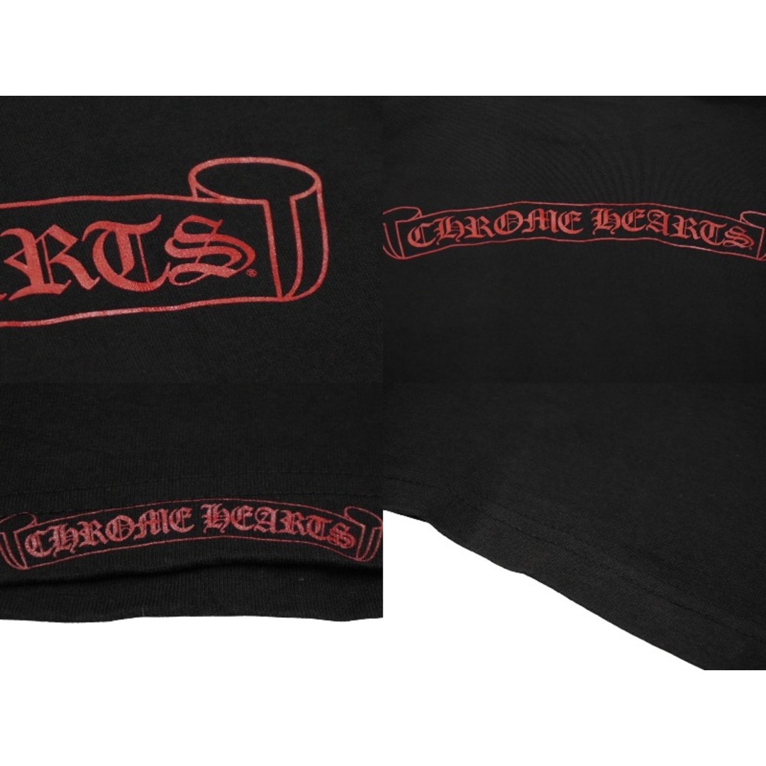 Chrome Hearts(クロムハーツ)のCHROME HEARTS クロムハーツ 長袖Ｔシャツ ブランドロゴ スクロールロゴ サイズS ブラック レッド コットン 美品 中古 61550 レディースのトップス(Tシャツ(長袖/七分))の商品写真