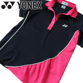 ヨネックス(YONEX)の美品 L ヨネックス YONEX レディース 半袖ポロシャツ ブラック(ウェア)