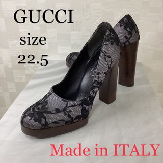 グッチ(Gucci)のGUCCI   グッチ　太ヒール　レース　パンプス(ハイヒール/パンプス)