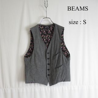 ビームス(BEAMS)のBEAMS コットン リネン シャンブレー ジレ カジュアル ベスト 花柄 S(ベスト/ジレ)