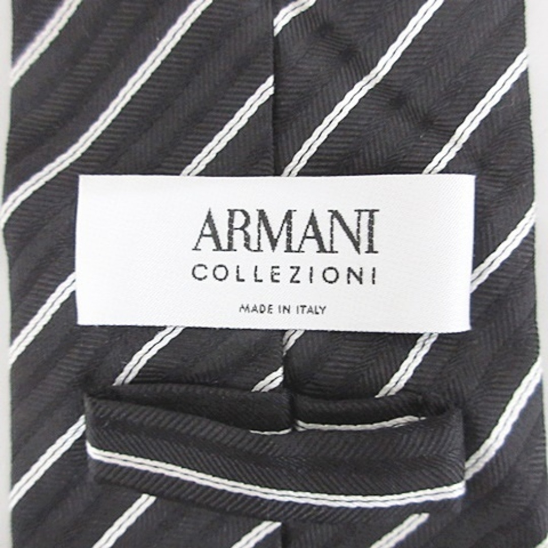 ARMANI COLLEZIONI(アルマーニ コレツィオーニ)のアルマーニ コレツィオーニ ネクタイ レジメンタル柄 黒 白 ブラック ホワイト メンズのファッション小物(ネクタイ)の商品写真