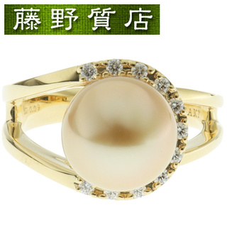 タサキ(TASAKI)の(新品仕上げ済）タサキ TASAKI 田崎 ゴールドパール ダイヤ リング 指輪 約12号 K18 YG × ダイヤ × パール 9.9mm 8486(リング(指輪))