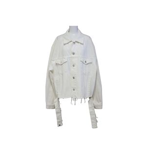 BALENCIAGA バレンシアガ 19SS カットウエストバンド デニムジャケット サイズ40 ホワイト コットン 556728 良品 中古 61673