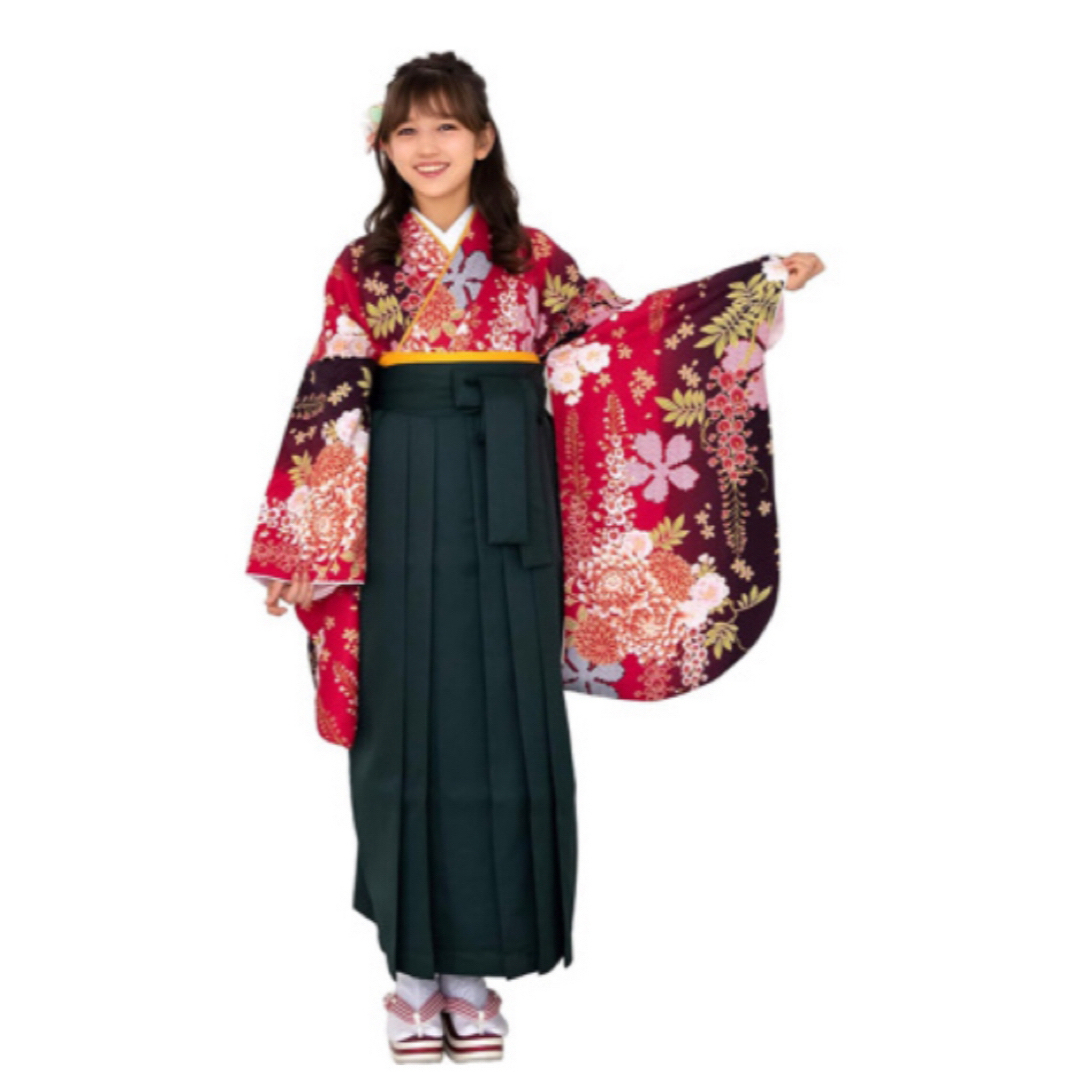 (袴3点セット 簡易袴 ジュニア) 袴セット 簡易 キッズ/ベビー/マタニティのキッズ服女の子用(90cm~)(和服/着物)の商品写真