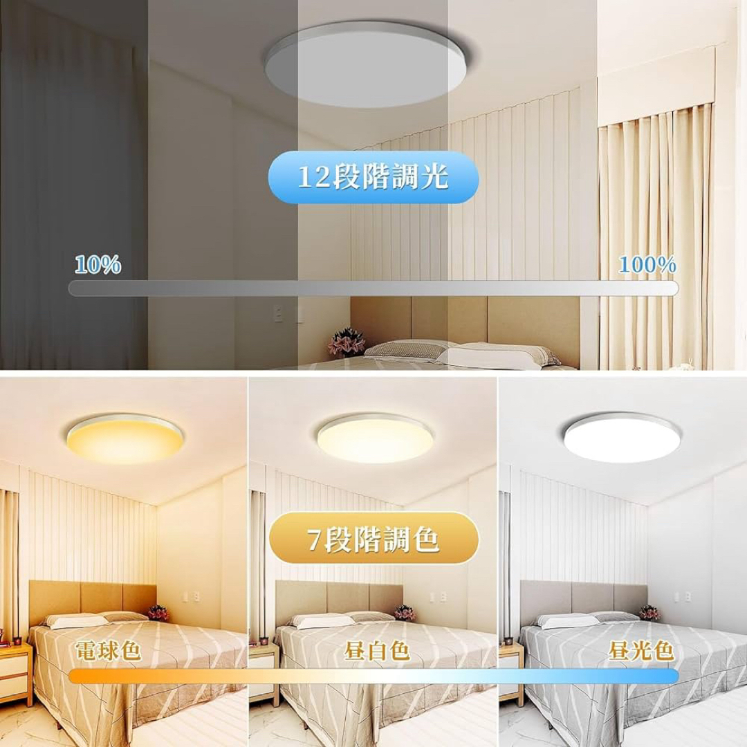 LEDシーリングライト 28W 3600lm リモコン付きスマホ操作 6~8畳 インテリア/住まい/日用品のライト/照明/LED(天井照明)の商品写真