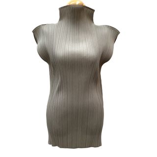 イッセイミヤケ(ISSEY MIYAKE)の♪♪ISSEY MIYAKE イッセイミヤケ PLEATS PLEASE ノースリーブカットソー チュニック  PP04-JK603 グレー(Tシャツ(長袖/七分))