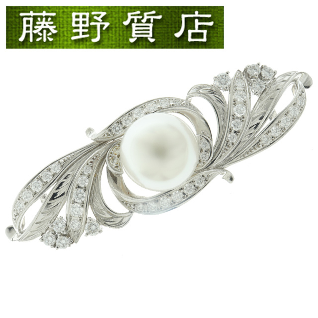 商品状態中古品Aミキモト MIKIMOTO パール ダイヤ 帯留め 和装小物 K18 WG × ダイヤ 1.14ct × パール 1粒 9029